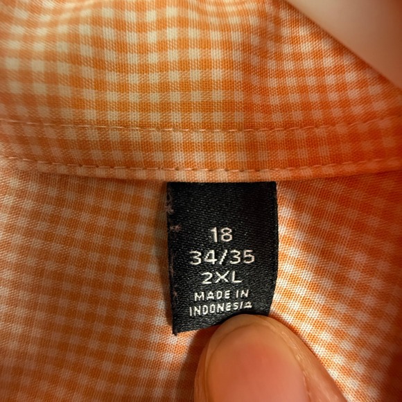 LAUREN Ralph Lauren Men's Peach Gingham Stretch Fabric Button Down Shirt 2XL - Picture 4 of 10
